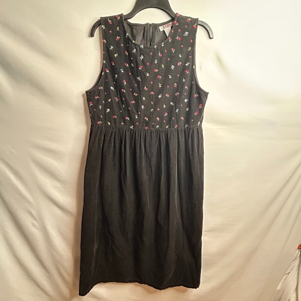 FADS Embroidered Floral Jumper Dress Women's 10 Petite Vintage
